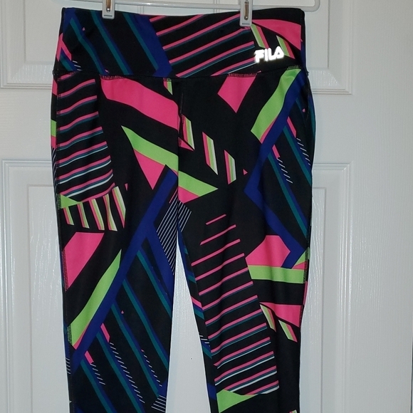 FILA Sport Retro Geometric Leggings Size Medium - Picture 2 of 6